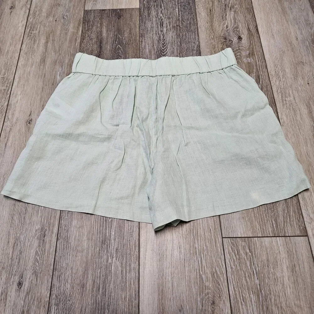 J. Crew Tropez Shorts In Linen Sheer Mint Light Green Women's Small Resortwear